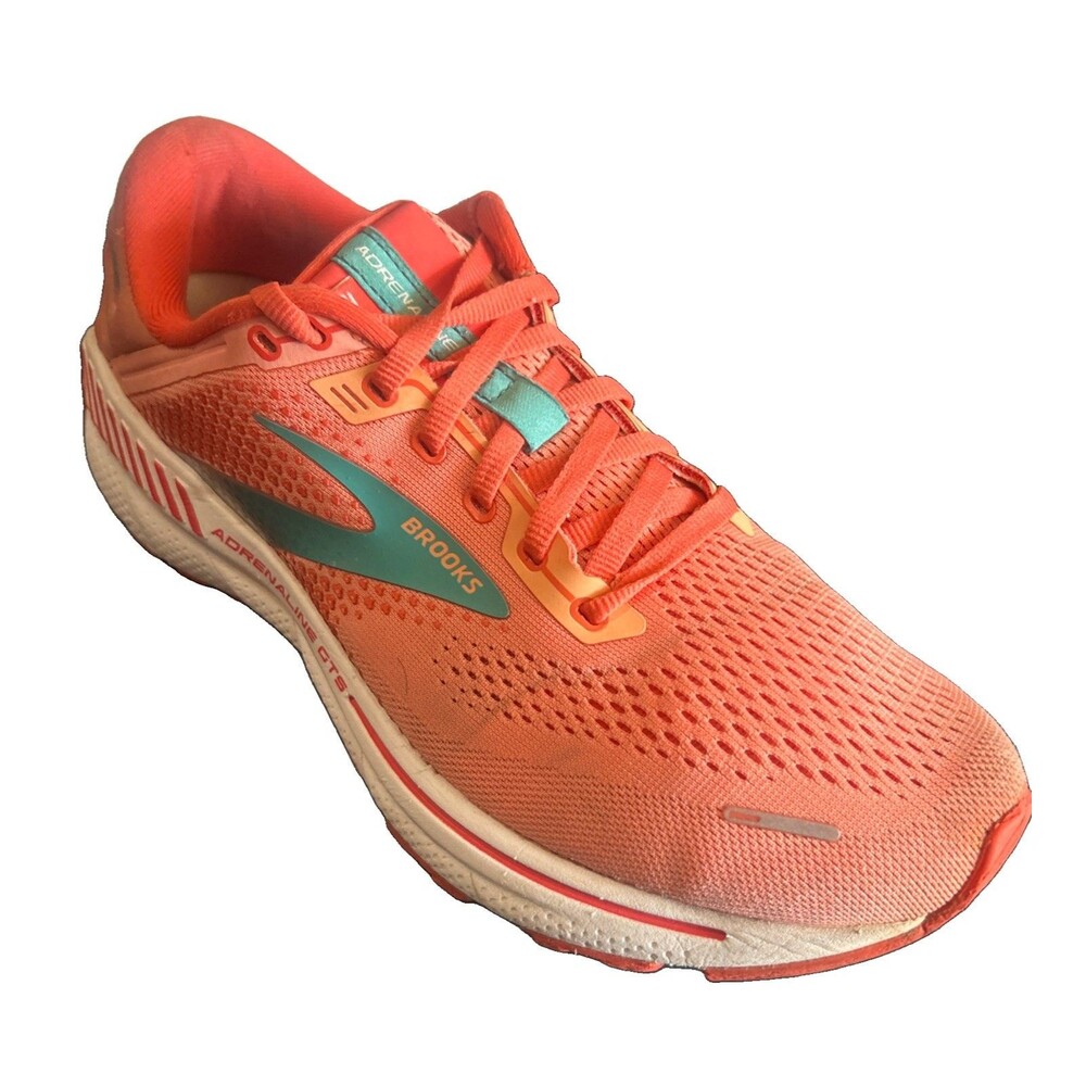 Brooks Adrenaline GTS 22 Womens 10.5B Orange Athletic Running Shoes Sneakers